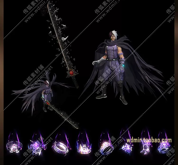 传奇手游素材-白头侠客武器+衣服+首饰素材插图1